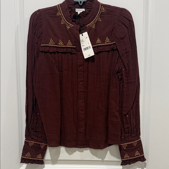 Embroidered Burgundy Blouse